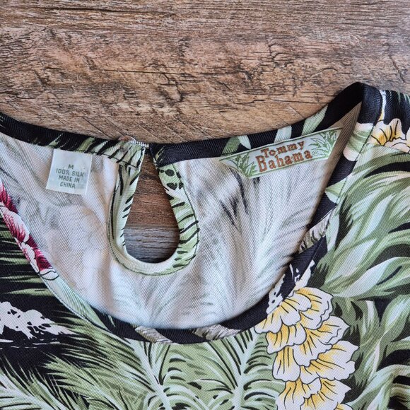 Vintage Tommy Bahama Silk Tropical Hawaii Maxi Shift Dress Sleeveless Green - Picture 6 of 10